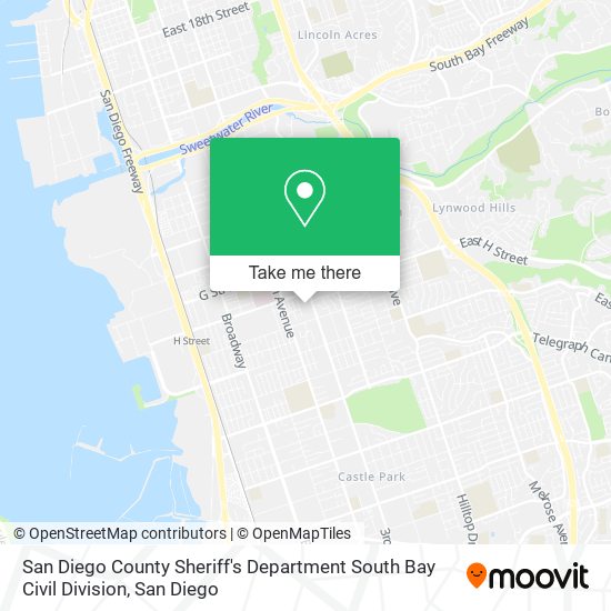 Mapa de San Diego County Sheriff's Department South Bay Civil Division