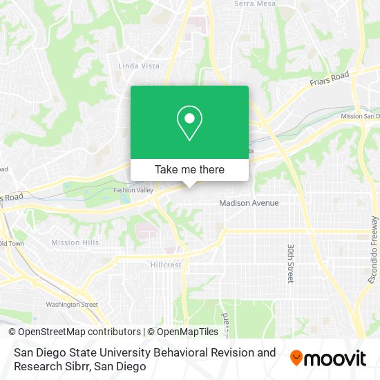 Mapa de San Diego State University Behavioral Revision and Research Sibrr