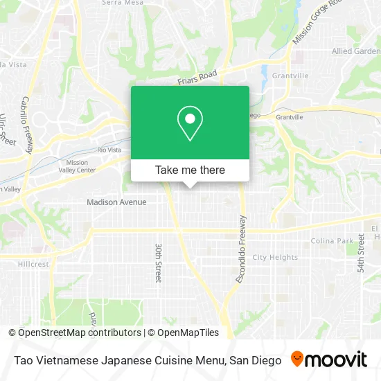 Mapa de Tao Vietnamese Japanese Cuisine Menu