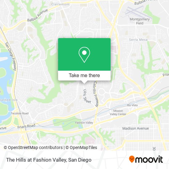 The Hills at Fashion Valley map