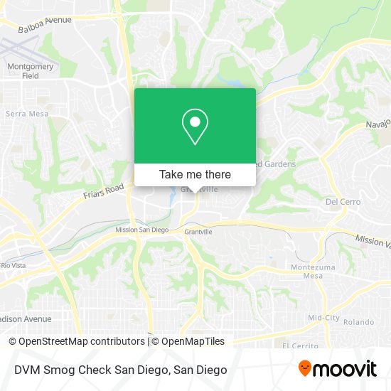 DVM Smog Check San Diego map