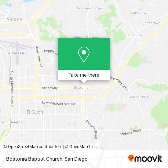 Bostonia Baptist Church map