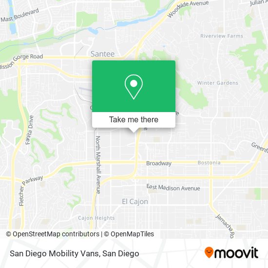 Mapa de San Diego Mobility Vans