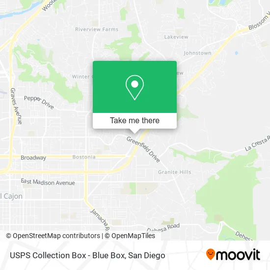 Mapa de USPS Collection Box - Blue Box