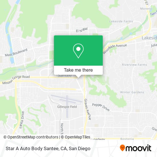 Mapa de Star A Auto Body Santee, CA