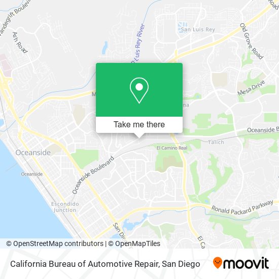 California Bureau of Automotive Repair map