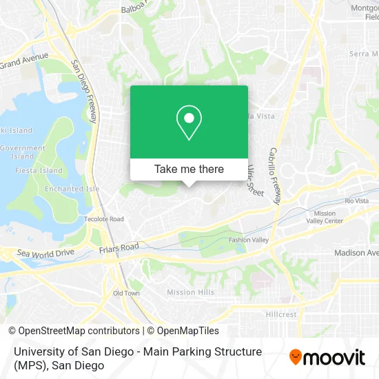 University of San Diego - Main Parking Structure (MPS) map
