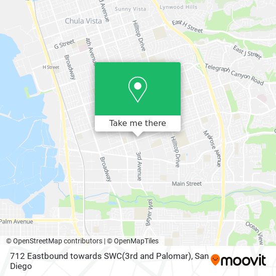 Mapa de 712 Eastbound towards SWC(3rd and Palomar)
