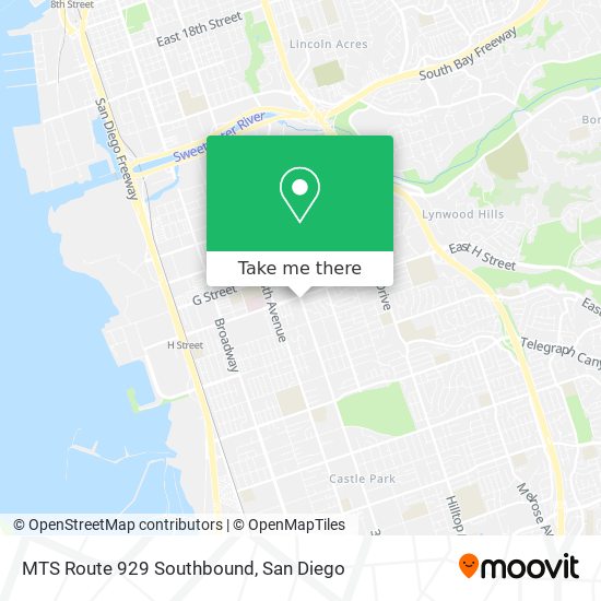 Mapa de MTS Route 929 Southbound