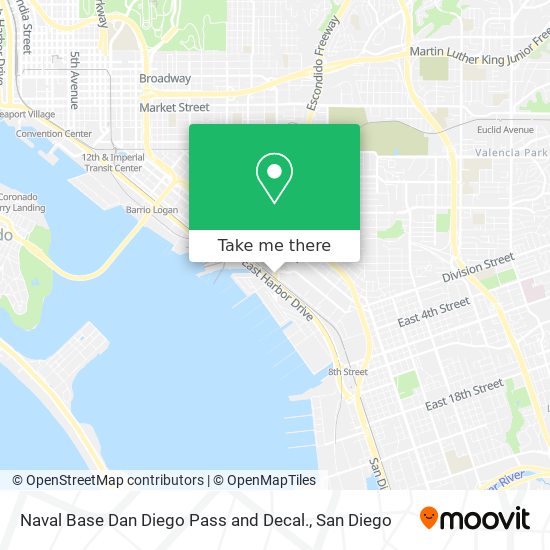 Mapa de Naval Base Dan Diego Pass and Decal.
