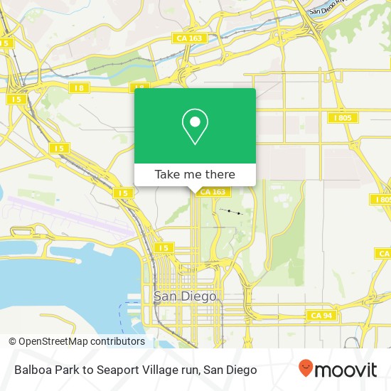 Balboa Park to Seaport Village run map