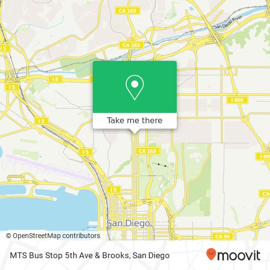 MTS Bus Stop 5th Ave & Brooks map