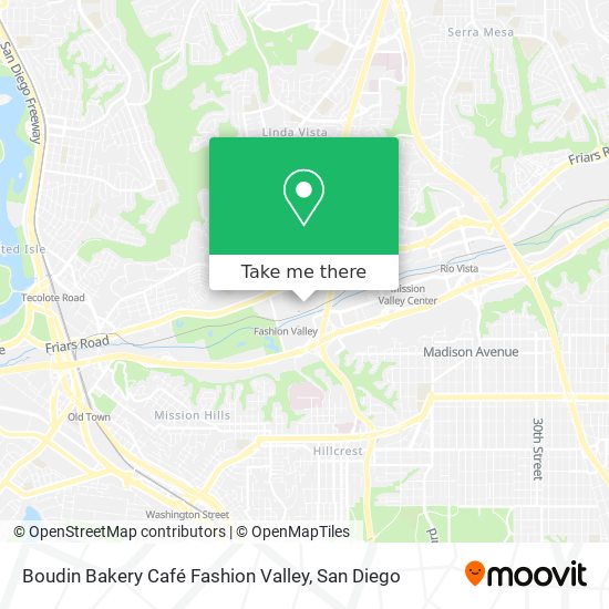 Mapa de Boudin Bakery Café Fashion Valley