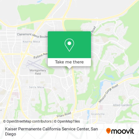 Mapa de Kaiser Permanente California Service Center