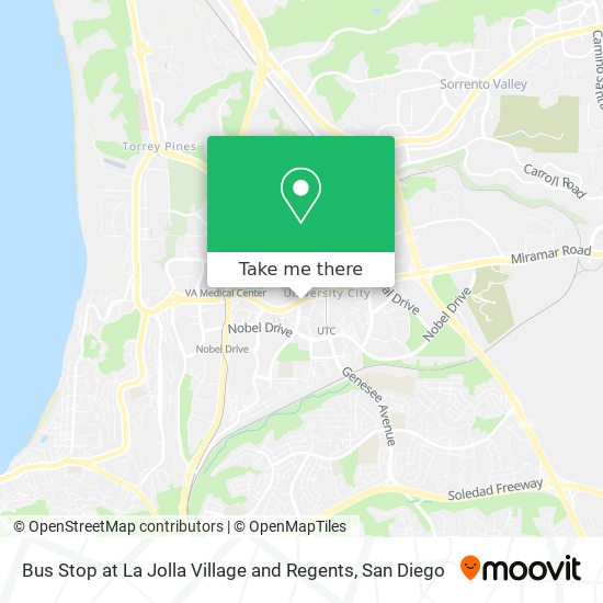 Bus Stop at La Jolla Village and Regents map