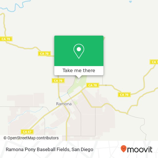 Ramona Pony Baseball Fields map