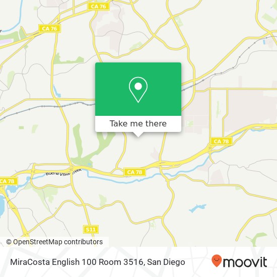 MiraCosta English 100 Room 3516 map