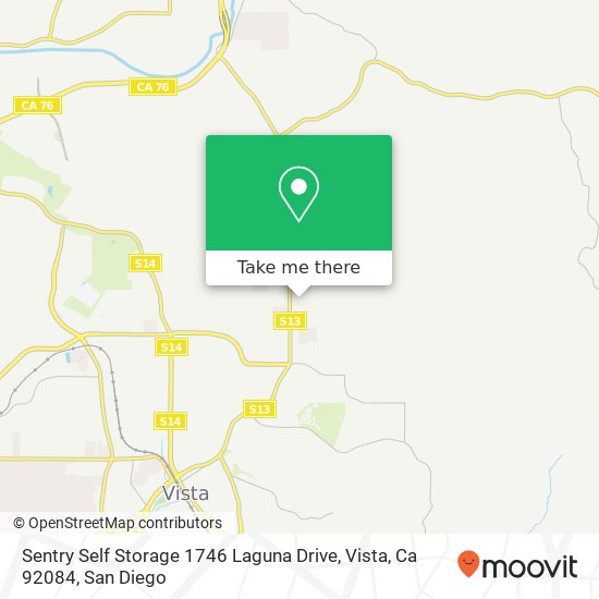 Sentry Self Storage 1746 Laguna Drive, Vista, Ca 92084 map