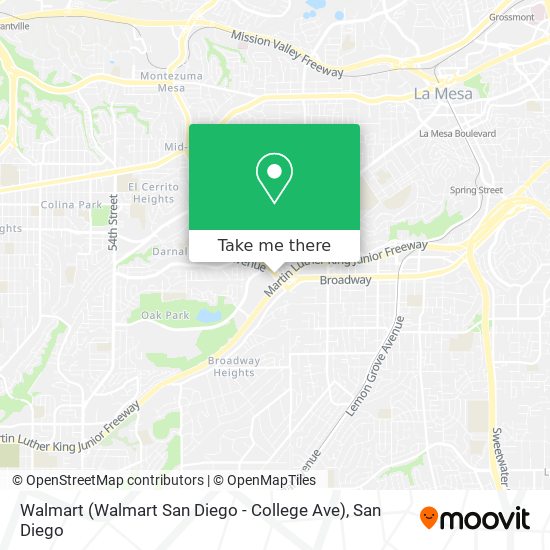 Mapa de Walmart (Walmart San Diego - College Ave)