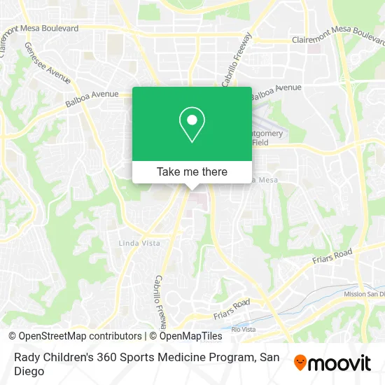 Rady Children's 360 Sports Medicine Program map