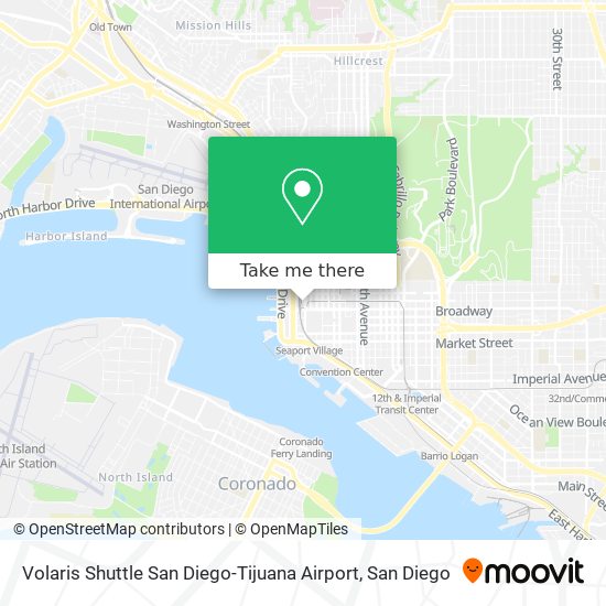 Volaris Shuttle San Diego-Tijuana Airport map