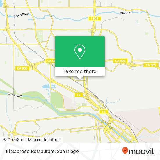 Mapa de El Sabroso Restaurant, 4184 Beyer Blvd San Ysidro, CA 92173