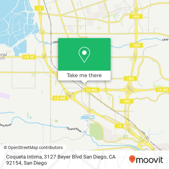 Mapa de Coqueta Intima, 3127 Beyer Blvd San Diego, CA 92154