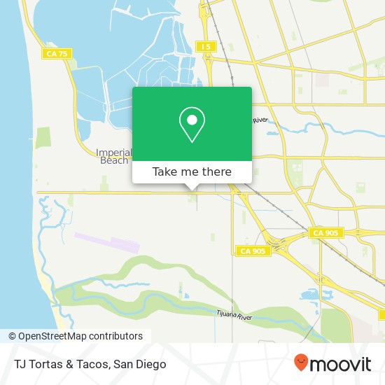 Mapa de TJ Tortas & Tacos, 1850 Coronado Ave San Diego, CA 92154