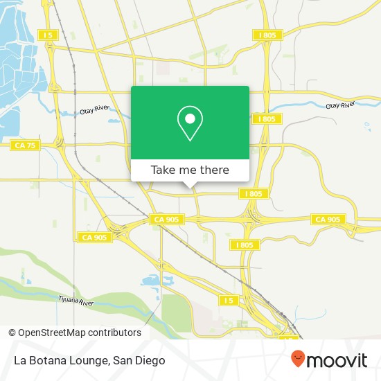 Mapa de La Botana Lounge, 1270 Picador Blvd San Diego, CA 92154