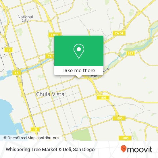 Mapa de Whispering Tree Market & Deli, 80 E Bonita Rd Chula Vista, CA 91910