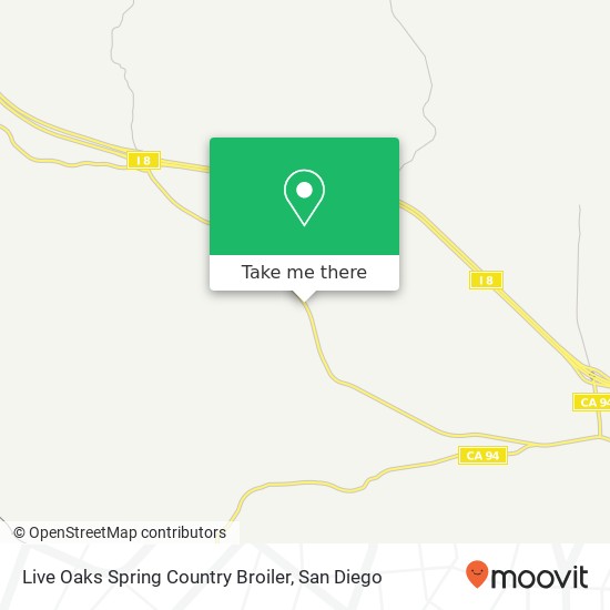 Mapa de Live Oaks Spring Country Broiler, 37820 Old Highway 80 Boulevard, CA 91905