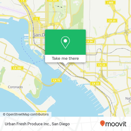 Mapa de Urban Fresh Produce Inc., 1212 Cesar E Chavez Pkwy San Diego, CA 92113