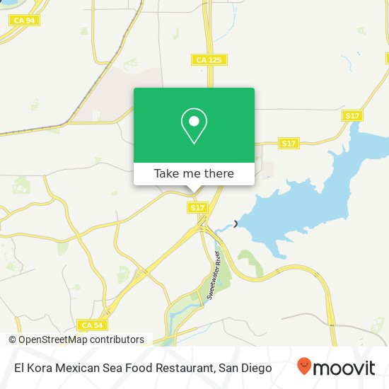 Mapa de El Kora Mexican Sea Food Restaurant, 8415 Paradise Valley Rd Spring Valley, CA 91977