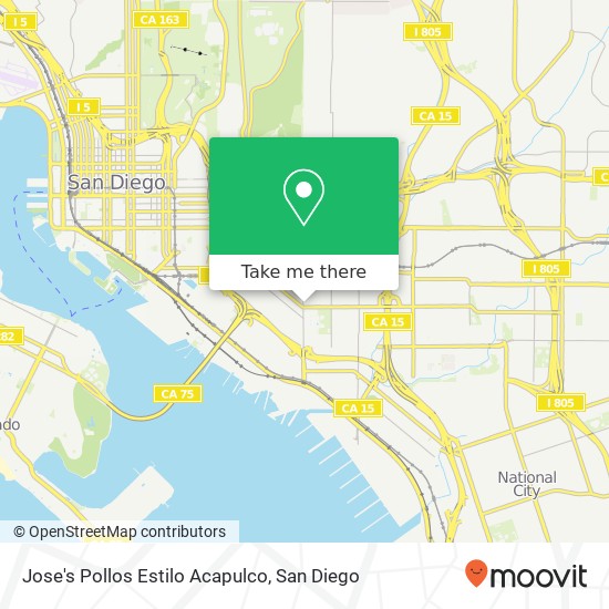 Mapa de Jose's Pollos Estilo Acapulco, 2802 Ocean View Blvd San Diego, CA 92113