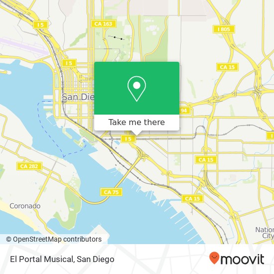 Mapa de El Portal Musical, 2121 Imperial Ave San Diego, CA 92102