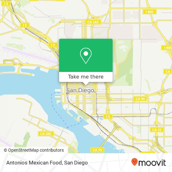 Mapa de Antonios Mexican Food, 1350 6th Ave San Diego, CA 92101