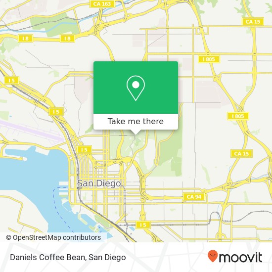 Mapa de Daniels Coffee Bean, 1549 El Prado San Diego, CA 92101
