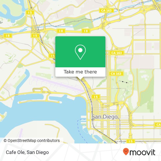 Mapa de Cafe Ole, 3165 Pacific Hwy San Diego, CA 92101