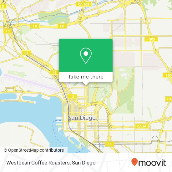 Mapa de Westbean Coffee Roasters, 2550 5th Ave San Diego, CA 92103