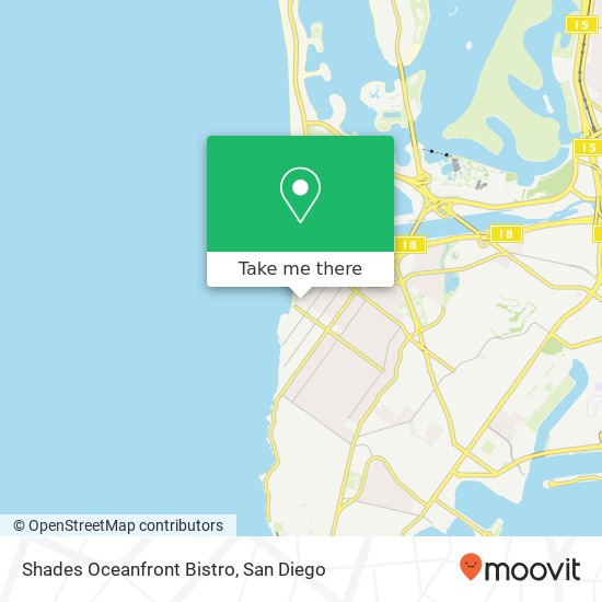 Mapa de Shades Oceanfront Bistro, 5083 Santa Monica Ave San Diego, CA 92107