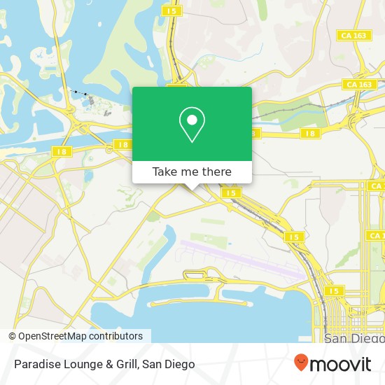 Mapa de Paradise Lounge & Grill, 2732 Midway Dr San Diego, CA 92110