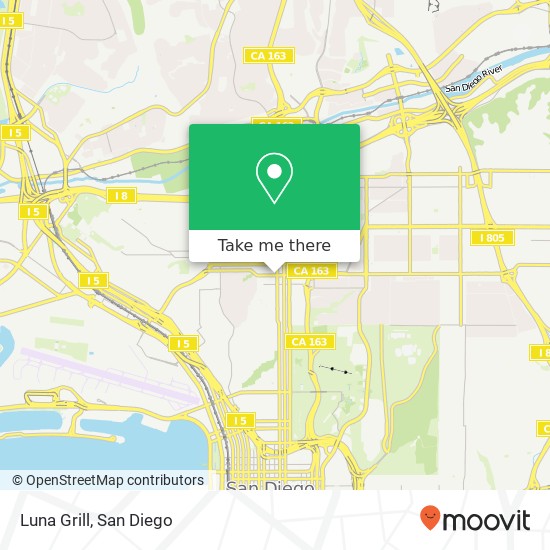 Mapa de Luna Grill, 350 University Ave San Diego, CA 92103