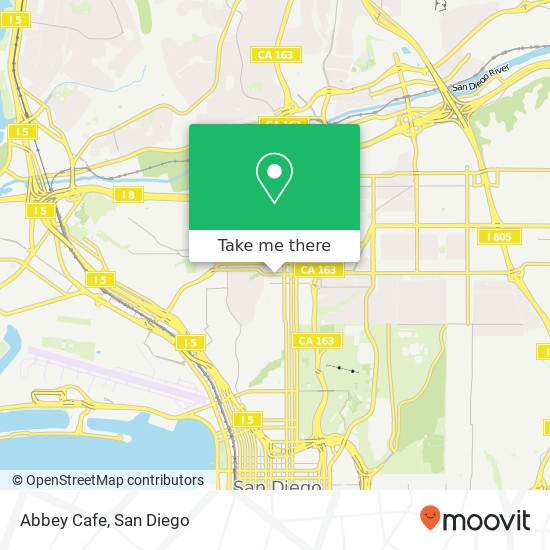 Mapa de Abbey Cafe, 127 University Ave San Diego, CA 92103