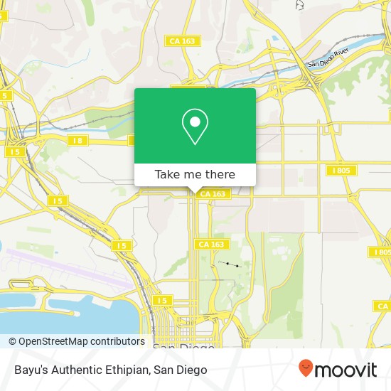 Mapa de Bayu's Authentic Ethipian, 530 University Ave San Diego, CA 92103