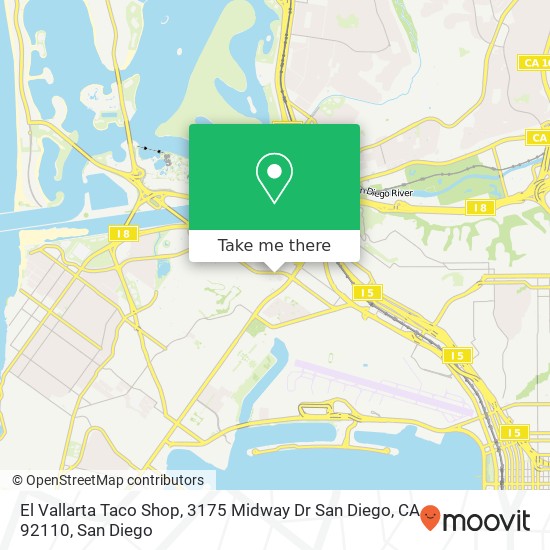 Mapa de El Vallarta Taco Shop, 3175 Midway Dr San Diego, CA 92110