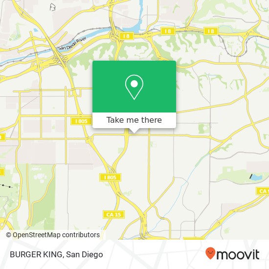 Mapa de BURGER KING, 4144 University Ave San Diego, CA 92105