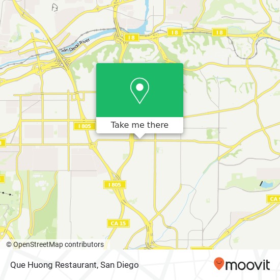 Mapa de Que Huong Restaurant, 4134 University Ave San Diego, CA 92105