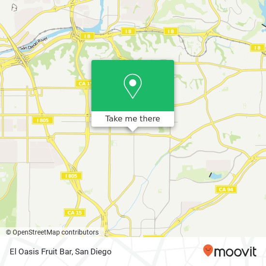 Mapa de El Oasis Fruit Bar, 4738 University Ave San Diego, CA 92105