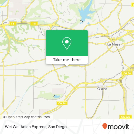 Mapa de Wei Wei Asian Express, 6465 University Ave San Diego, CA 92115