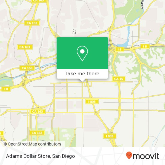 Mapa de Adams Dollar Store, 3001 Adams Ave San Diego, CA 92116